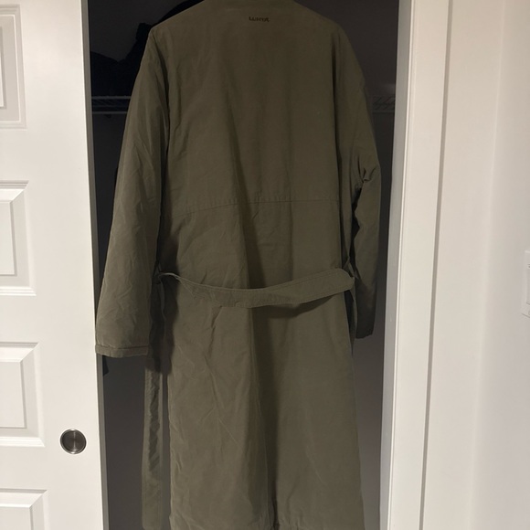 Luhta (Finland) Olive Green Long Trench Coat Vintage - Picture 2 of 12